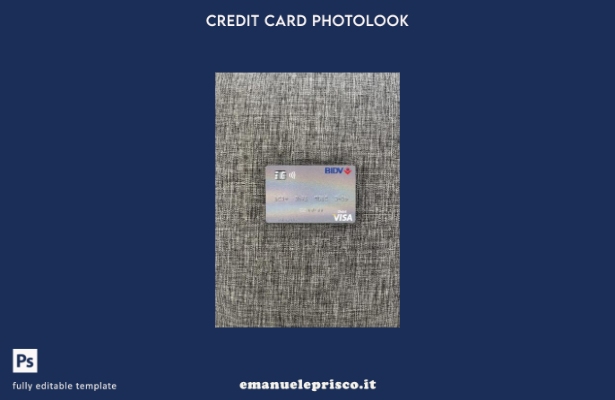 modello frontale photolook per carta di debito visto Vietnam BIDV in stile verif